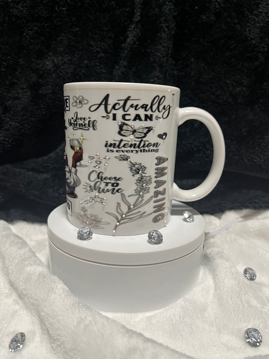 Believe in Yourself Custom 11 oz Coffee Mug with Rhinestones