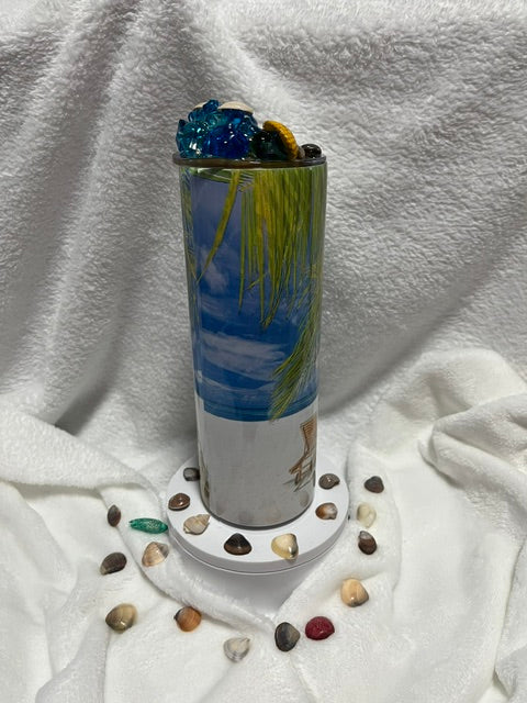 Beach Theme Design with Custom Lid 20 oz Tumbler
