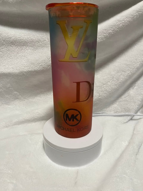 Designer Bag Names 25 oz Frosted Glass Gradient Color Material with 2 Lids (plastic and bamboo)